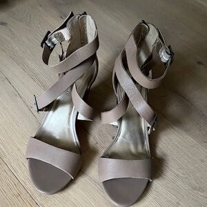 BCBGeneration Taupe Strappy Heels